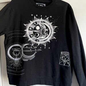 Blind Rooster Sweatshirt M Black Unisex Celestial Astrology Dream Art NWOT